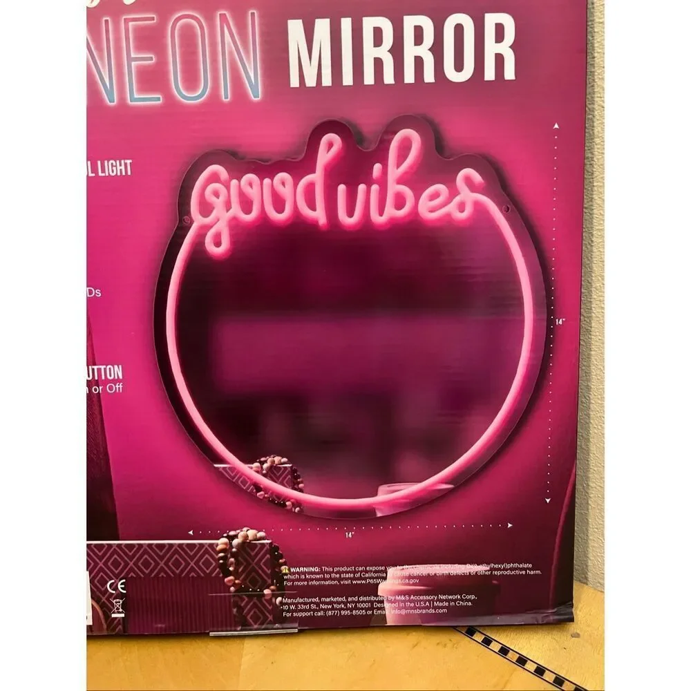 New in Box! Gabba Goods Glow Good Vibes LED Neon Light Mirror